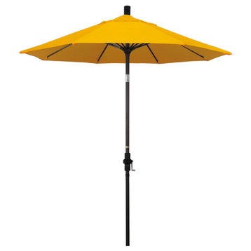 7.5' Bronze Collar Tilt Lift Fiberglass Rib Aluminum Umbrella, Pacifica, Yellow