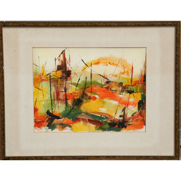 Soni Wallace "Abstract City" Watercolor Painting