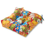 Greendale Home Fashions - Outdoor 20" Chair Cushion, Aloha Red - Enhance the look and feel of your patio furniture with this Greendale Home Fashions 20 inch outdoor dining cushion. This cushion fits most standard outdoor furniture, and comes with string ties to keep cushion firmly in place. Circle tacks create secure compartments which prevent cushion fill from shifting. Each cushion is overstuffed for lasting comfort and durability with a soft polyester fill made from 100% recycled, post-consumer plastic bottles, and covered with a UV resistant, 100% polyester outdoor fabric. This cushion is also water, stain, and mildew resistant. A variety of colors and prints are available to enhance your outdoor decor.