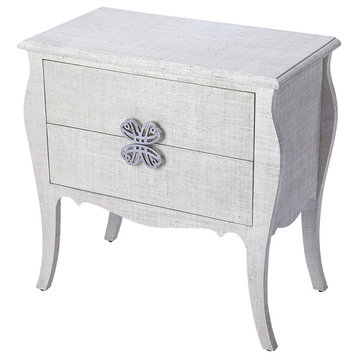 Accent Chest of Drawers White Silver Distressed Black Brass Cream