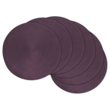 DII Eggplant Round Polypropylene Woven Placemat, Set of 6
