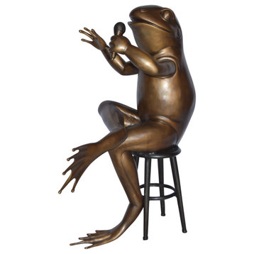 Comedic Frog bronze statue - Size: 25"L x 20"W x 30"H.