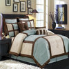 R-T 12pc Morgan Blue Luxury Bed in a Bag- Blue/ Ivory/ Chocolate