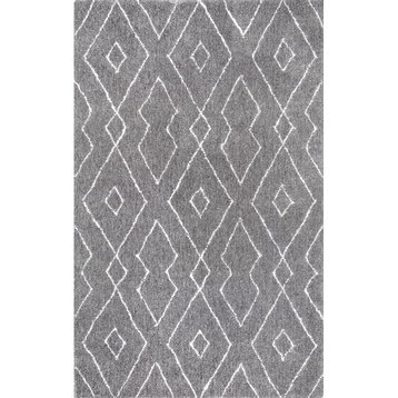 nuLOOM Hand Tufted Beaulah Shag Contemporary Area Rug, Gray, 6'x9'