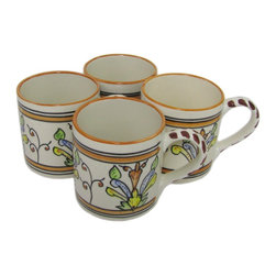 Le Souk Ceramique - Stoneware Coffee Mugs, Set of 4, Salvena Design - Coffee And Tea Saucers
