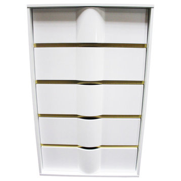 Havana White With Gold Trimming 5 Drawer Chest