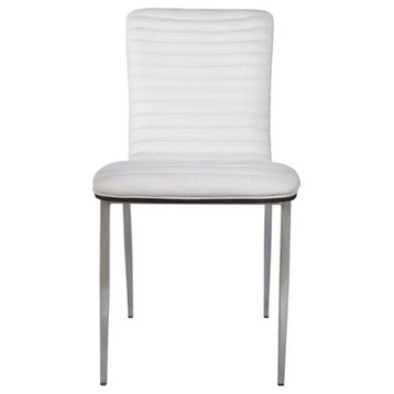 Favianne Dining Chair, White Perforated Cover, Walnut Veneer Back