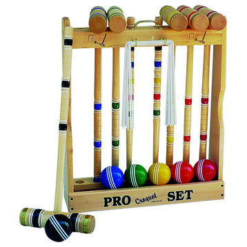 Maple Hardwood Croquet Set With Caddy, 6-Player, 28" Handle