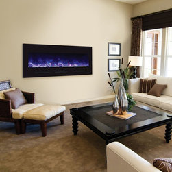 Amantii Built in/Flush Mount 50 " Electric Fireplace with Black Glass Surroun - Indoor Fireplaces