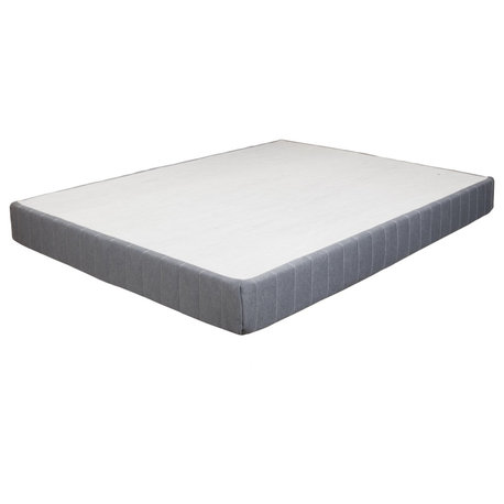 Gray Upholstered Platform Bed Frame with Metal Base and Removable Legs, Cal King