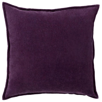 Cotton Velvet by Surya Poly Fill Pillow, Dark Purple, 18' x 18'
