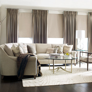Glamorous and Transitional Neutral Living Room