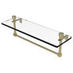 Allied Brass - Foxtrot 16" Glass Vanity Shelf with Towel Bar, Satin Brass - Add space and organization to your bathroom with this simple, contemporary style glass shelf. Featuring tempered, beveled-edged glass and solid brass hardware this shelf is crafted for durability, strength and style. One of the many coordinating accessories in the Allied Brass Foxtrot Collection, this subtle glass shelf is the perfect complement to your bathroom decor.