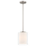 Access Lighting - Seville Pendant, Brushed Steel Finish - A picture of elegance, the Seville Pendant features a sturdy steel rod that leads down to a cylindrical glass globe with an opal diffuser inside. This pendant comes with a sloped ceiling adapter.