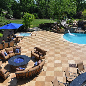 Salt Water Pool Renovation with Water Slide