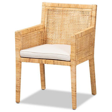 Baxton Studio Karis Modern and Contemporary Natural Finished Wood and Rattan...
