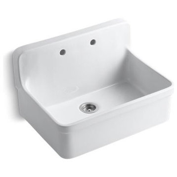 Kohler Gilford 30" X 22" X 9-1/2" Wall-Mount/Top-Mount Kitchen Sink, White