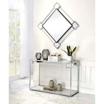 Wall Accent Mirror, Mirrored and Chrome