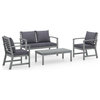vidaXL Patio Lounge Set 4 Piece Table Chair with Cushions Solid Acacia Wood