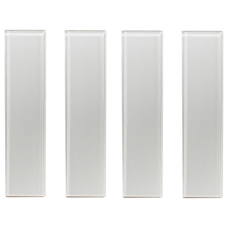 3"x12" Glass Subway Tile, Oracle Collection, Silver Gray, Subway Tile, Set of 5