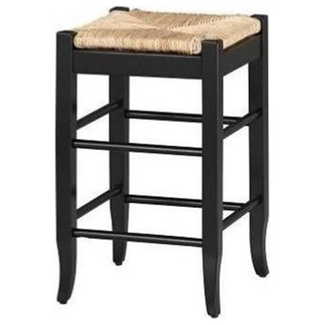 Bowery Hill 24.5" Square Backless Farmhouse Wood Counter Stool in Black