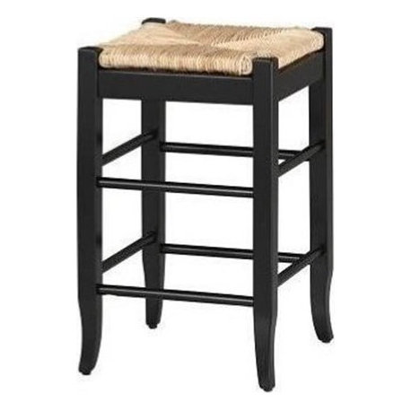 Bowery Hill 24.5" Square Backless Farmhouse Wood Counter Stool in Black