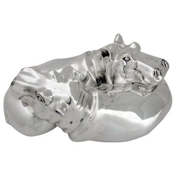 Silver Plated Hippos Sculpture A85
