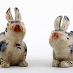 Danny's Fine Porcelain - Pair Bunny-Blue - 3.5LX6WX6H - pair bunny-blue