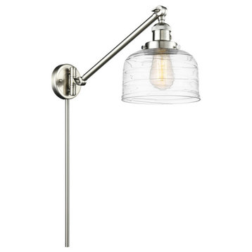 Innovations Bell 1-Light Swing Arm With Switch 237-SN-G713, Brushed Satin Nickel