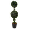 Pure Garden Artificial Podocarpus 36" Double Ball Faux Plant