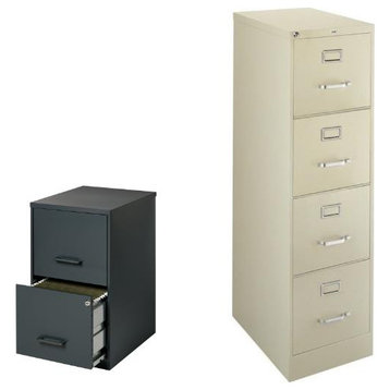 2 Piece Value Pack 4 Drawer in Putty and Black 2 Drawer Filing Cabinet