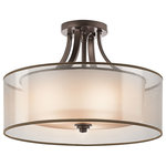 Kichler - Semi Flush 4-Light, Mission Bronze - Clean lines and classic styling set this 4 light semi flush ceiling fixture apart. Its Mission Bronze finish, Light Umber Translucent shade and Satin Etched Glass combine to create a tasteful accent fitting for any space in your home.