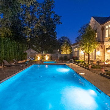 River Forest, IL Rectilinear Swimming Pool with Hot Tub