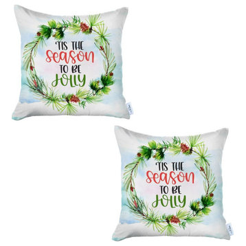 Set of Two Multicolor Zippered Polyester Text Throw Pillow