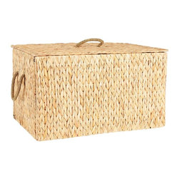 16 in x 27 in Water Hyacinth KD Large Rectangular Chest with Lid - Baskets