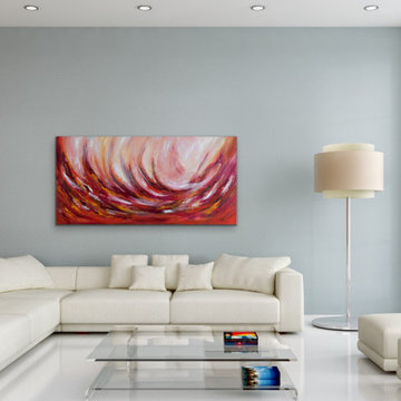 large red magenta abstract art Modern Contemporary Paintings for Family Room