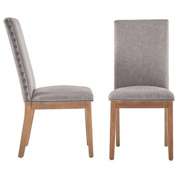 Keighley Nailhead Accent Dining Chair, Set of 2, Grey