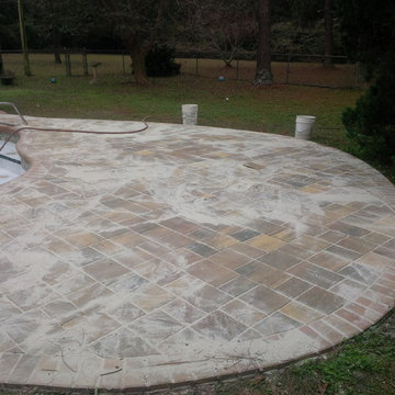 Pool deck and water line tile project