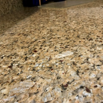 Geneseo Remodel Koch Cabinets Painted Pearl Umber Glaze Venetian Gold Granite