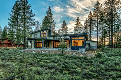 Inspiration for a large transitional two-story mixed siding house exterior remodel in San Francisco