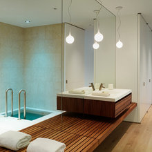 sunken tub and shower
