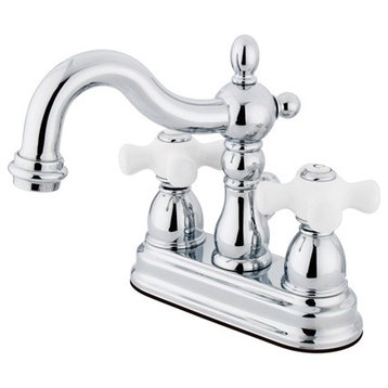 Kingston 4" Centerset Bathroom Faucet w/Plastic Pop-Up, Polished Chrome