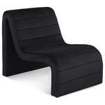 Meridian Furniture - Ivy Upholstered Accent Chair, Black, Velvet - Unwind and get comfortable when you're kicked back in this Ivy velvet accent chair. Slightly reclined by design, this chair cradles your body in comfort while you rest, relax, or even play your favorite video games. A curved shape draws the eye in an instant and lends the chair a casual yet regally appointed vibe. Channel tufting along the body of the chair adds to its comfort factor, ensuring the chair is well-loved by all who give it a try.