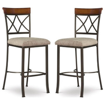 Home Square 29" Metal Bar Height Stool in Pewter Finish - Set of 2