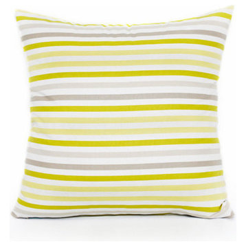 Green, Gray And Yellow Stripe Throw Pillow Cover, 20"x20"