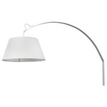 Trend Lighting - Della 1-Light White Sconce - Della is the perfect lighting solution for spaces that don't easily allow a freestanding lamp or a home with small children who knock over lamps on the regular.  An oversized, white tapered drum fabric shade suspends from an arched arm of aluminum.  Della is a plug-in fixture, which makes installation quick and easy.