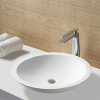 Karran Quattro QM162 Matte White Acrylic 19" Round Bathroom Vessel Sink