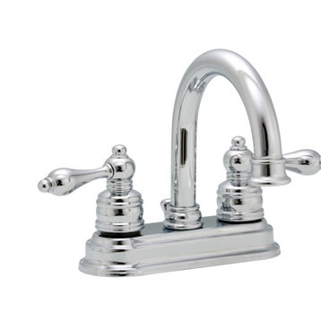 Banner Lavatory 2 Lever Faucet With Swivel Arch Spout, Chrome, Matching Lever Ha