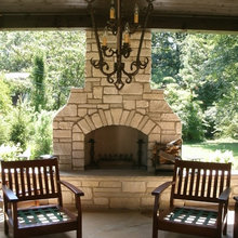 Covered walkway and seating area