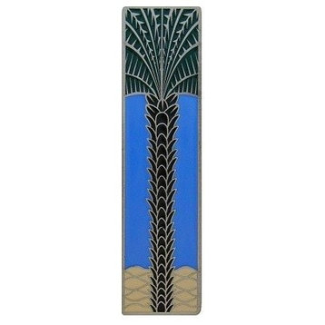 Vertical Royal Palm Pull, Antique-Style Pewter-Periwinkle